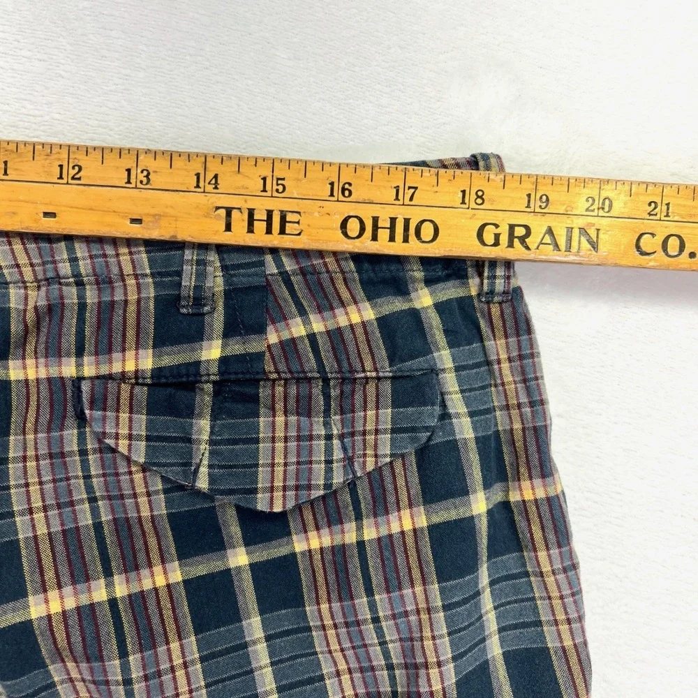 Polo Ralph Lauren Shorts Mens 37 Navy Yellow Plaid Preppy Cotton Flat Front